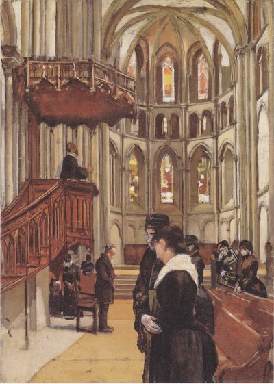 La prière dans la cathédrale Saint-Pierre à Genève - Ferdinand Hodler